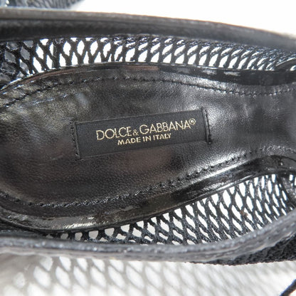 Dolce & Gabbana Mesh Lace Up Sandals Open Toe Shoes 37.5 Black — view 8