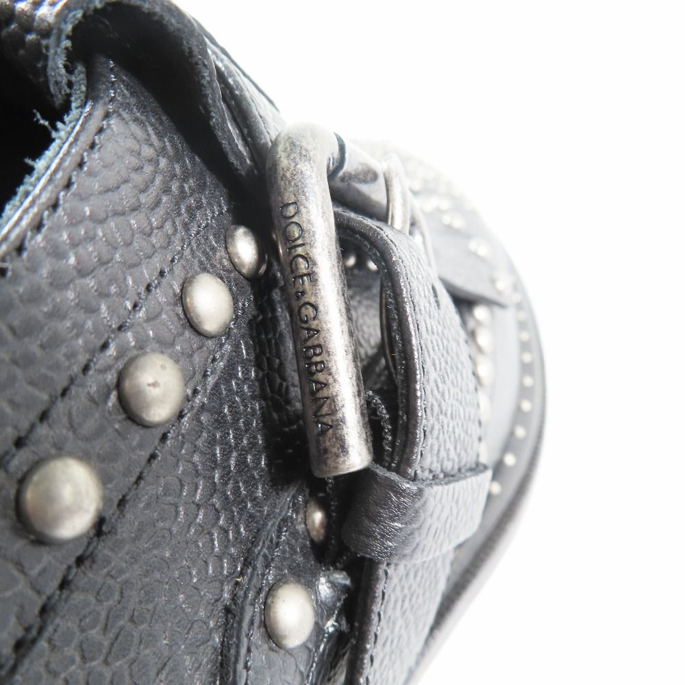 Dolce & Gabbana Single Monk Studded Tassel Leather Shoes 7.5 Black — view 8