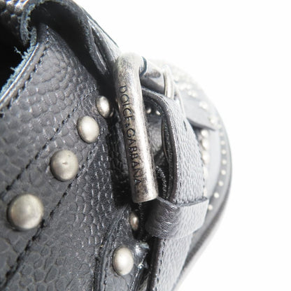 Dolce & Gabbana Single Monk Studded Tassel Leather Shoes 7.5 Black — view 8