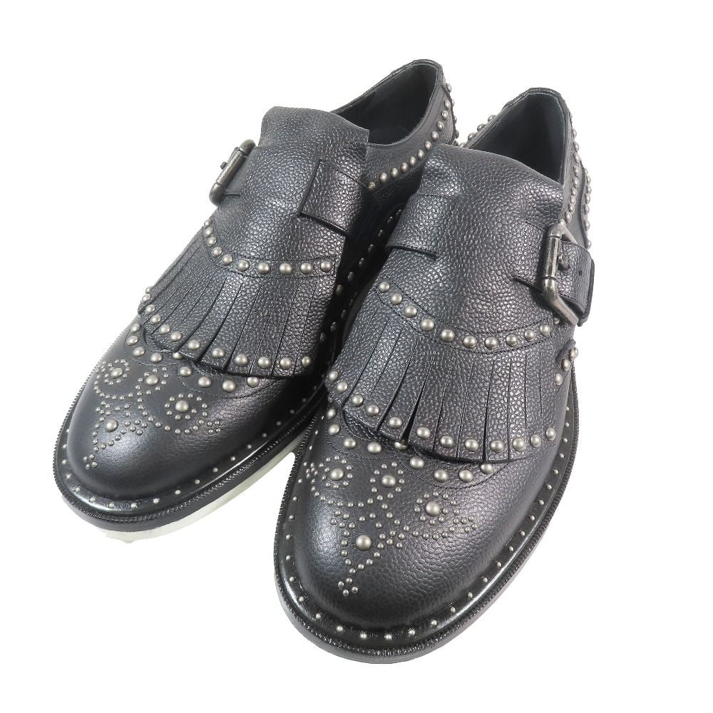 Dolce & Gabbana Single Monk Studded Tassel Leather Shoes 7.5 Black — view 3