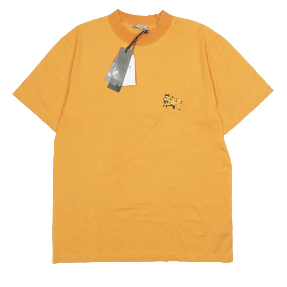 Dior Peter Doig Logo Embroidered Patch Short Sleeve T-Shirt Top L Orange