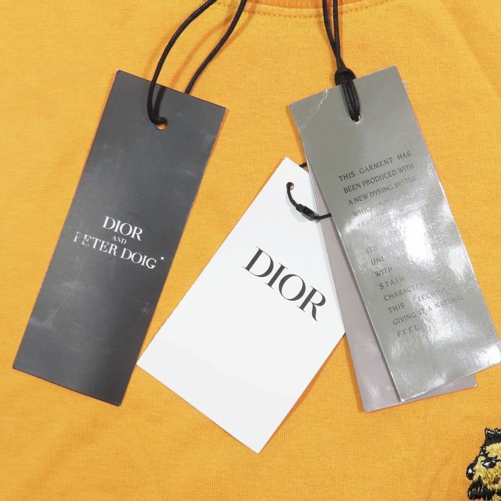 Dior Peter Doig Logo Embroidered Patch Short Sleeve T-Shirt Top L Orange — view 5