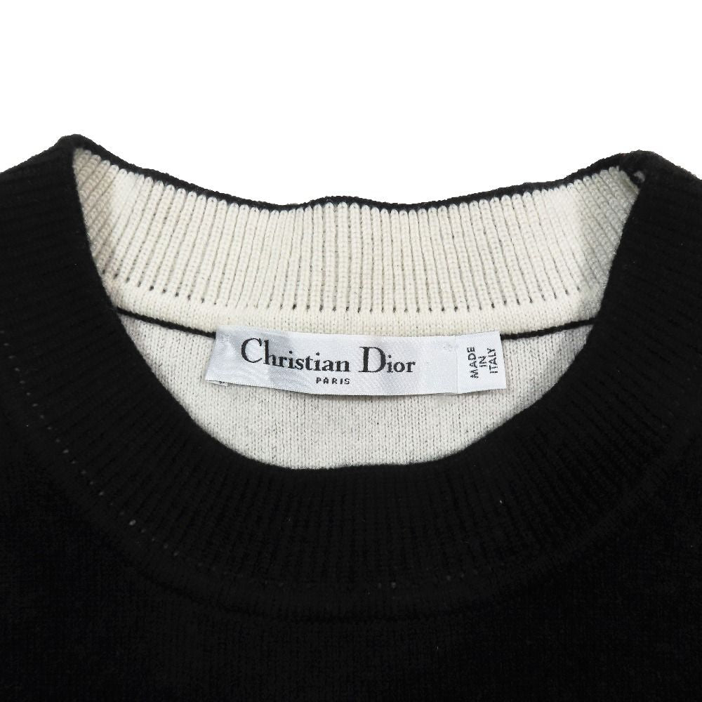 Dior J'adior 8 Logo Boxy Sweater Cashmere Knit Long Sleeve Pullover 38 Black — view 3