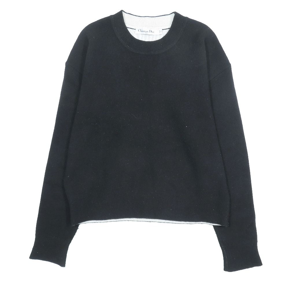 Dior J'adior 8 Logo Boxy Sweater Cashmere Knit Long Sleeve Pullover 38 Black — view 2
