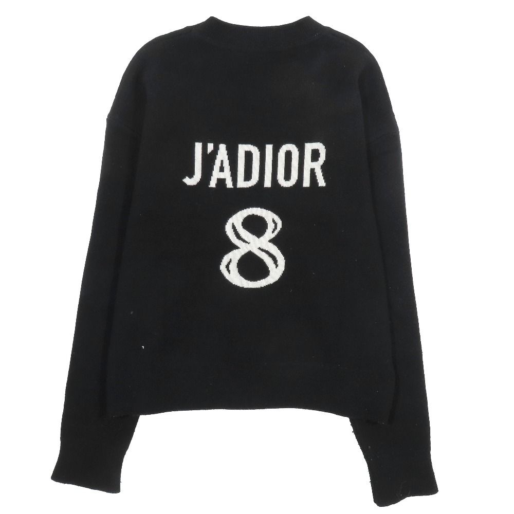 Dior J'adior 8 Logo Boxy Sweater Cashmere Knit Long Sleeve Pullover 38 Black