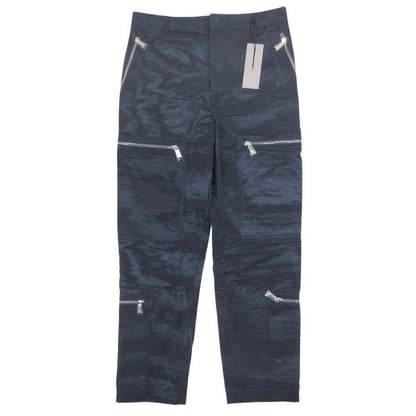 Dior Homme Polysatin Zip Cargo Pants Work Tapered Silhouette 46 Navy