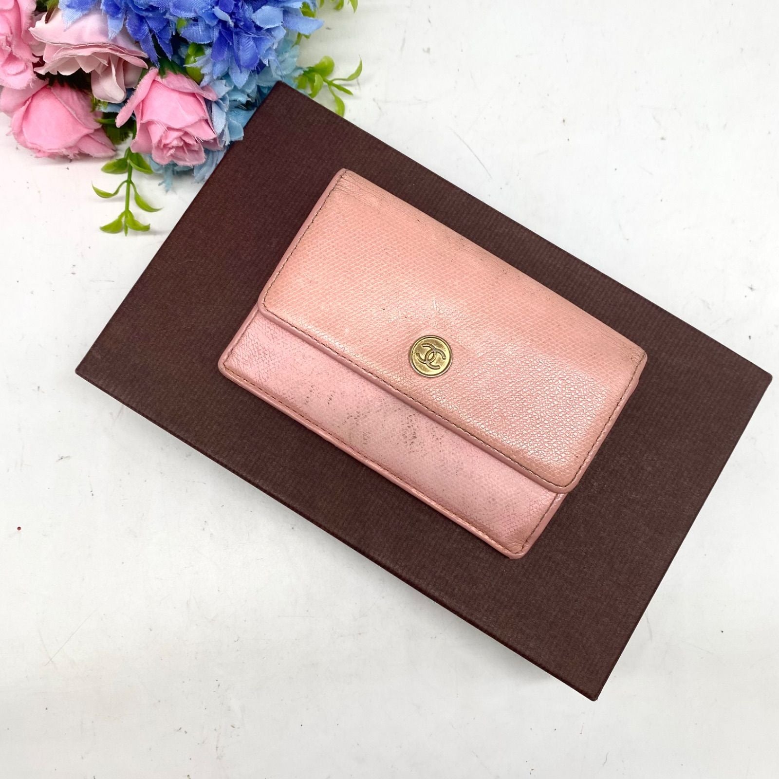 Chanel Coin Case Coco Button Pink Purse Card
