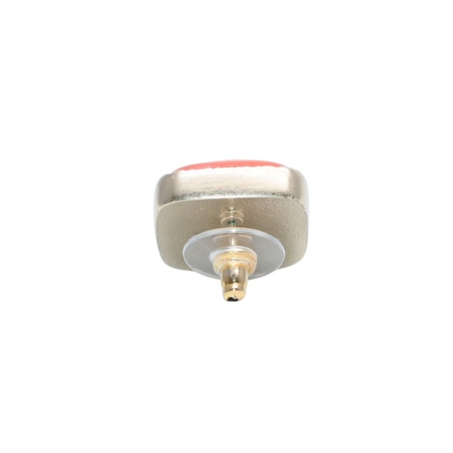 Chanel Earrings CC Logo Square Button Orange Gold — view 6