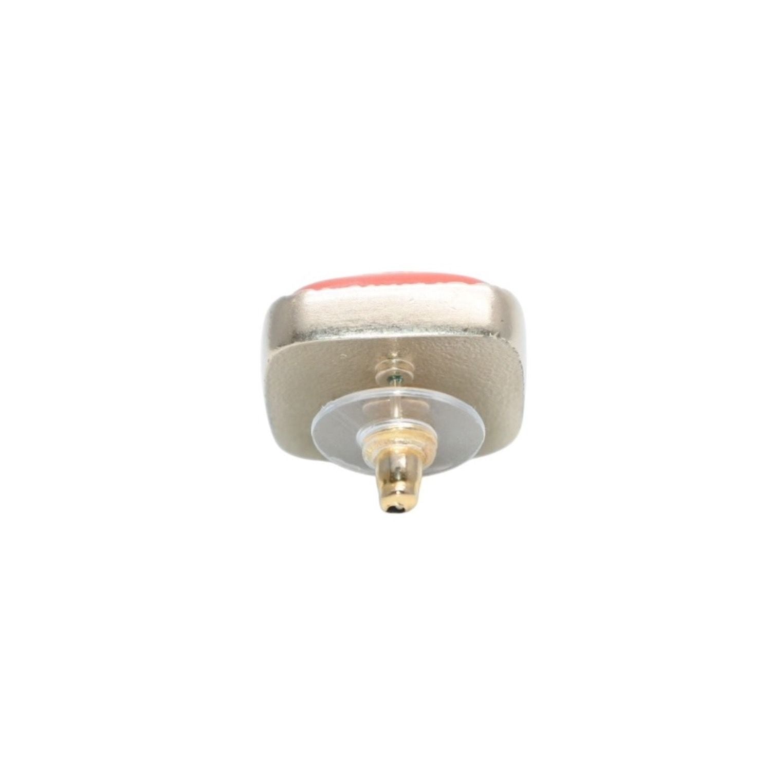 Chanel Earrings CC Logo Square Button Orange Gold — view 6