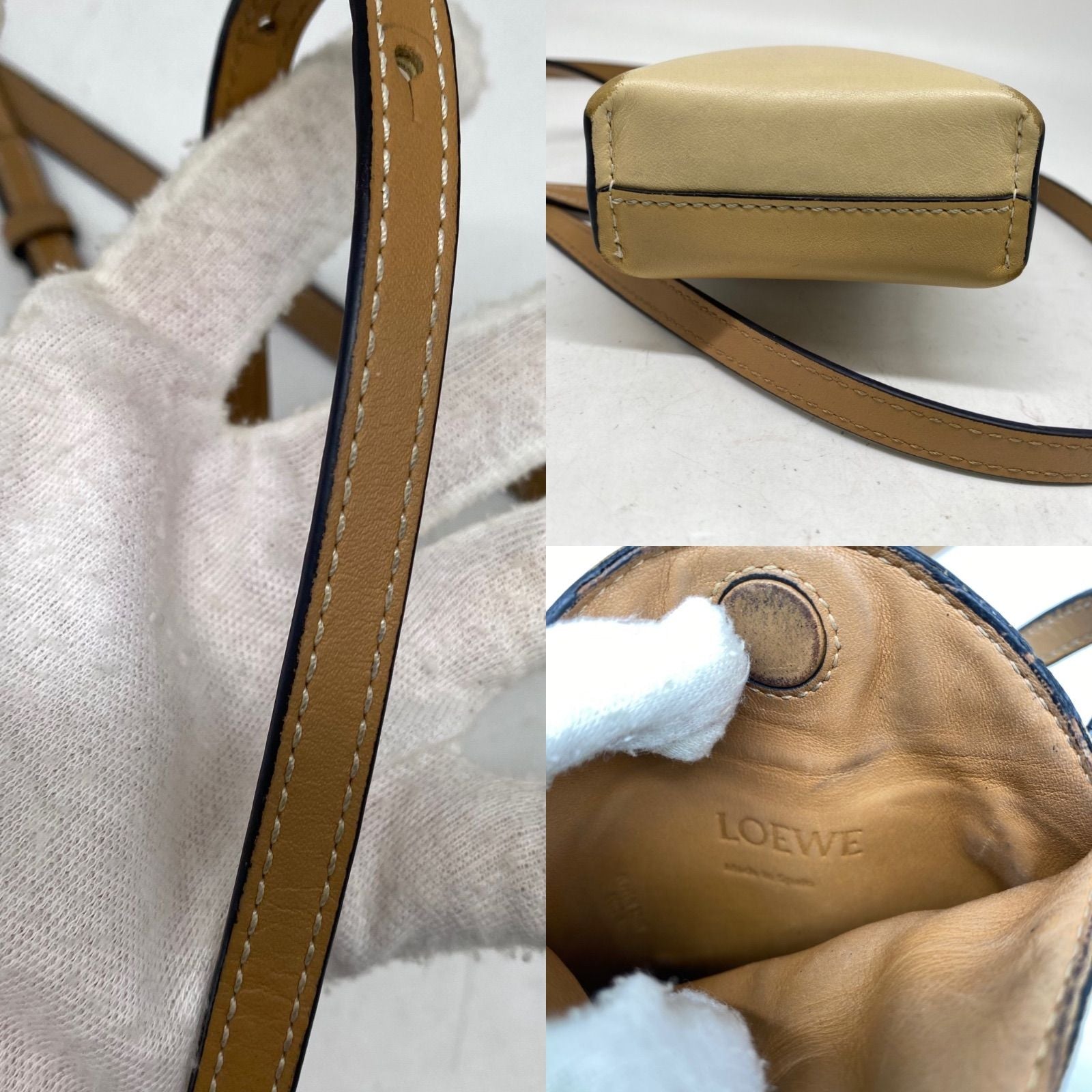 Loewe Pochette Shoulder Bag Anagram Leather Beige Smartphone Travel — view 4