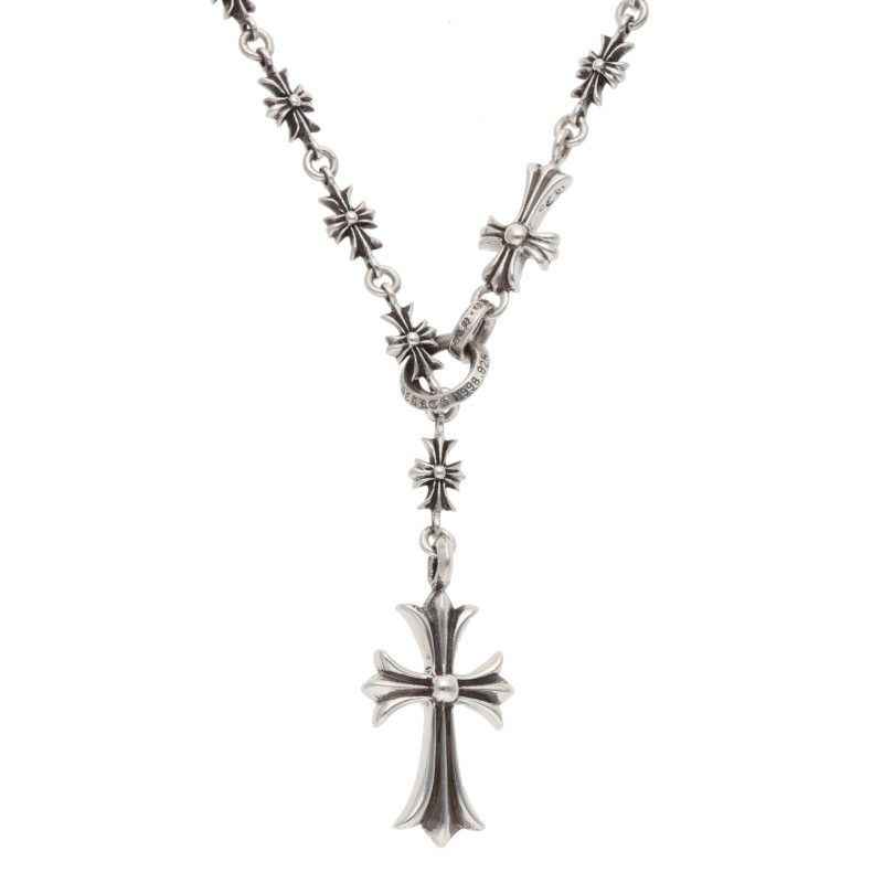Chrome Hearts Chke Chn Tnye CH Crs Choke Chain Silver Necklace