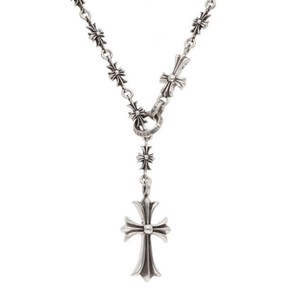 Chrome Hearts Chke Chn Tnye CH Crs Choke Chain Silver Necklace