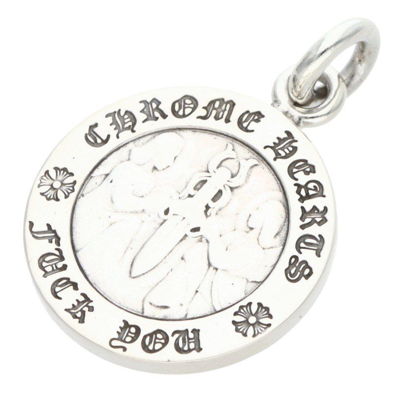 Chrome Hearts Chrm Angl Mdl Angel Medal Charm V1 Silver Necklace Top