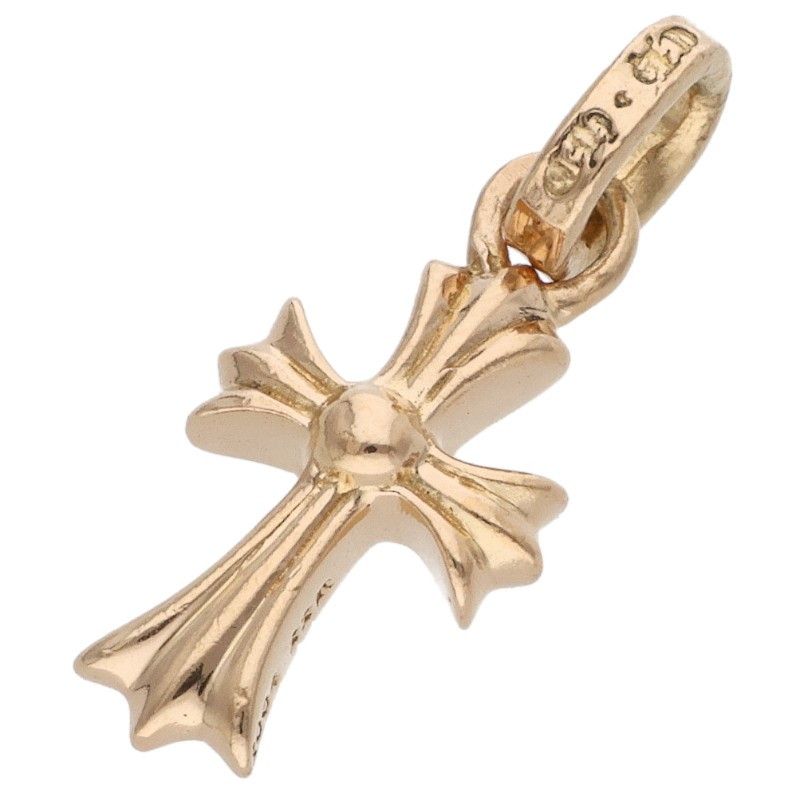 Chrome Hearts 22k Crs Baby Fat P Dmnd Fat Pave Diamond Charm Gold Necklace Top — view 2