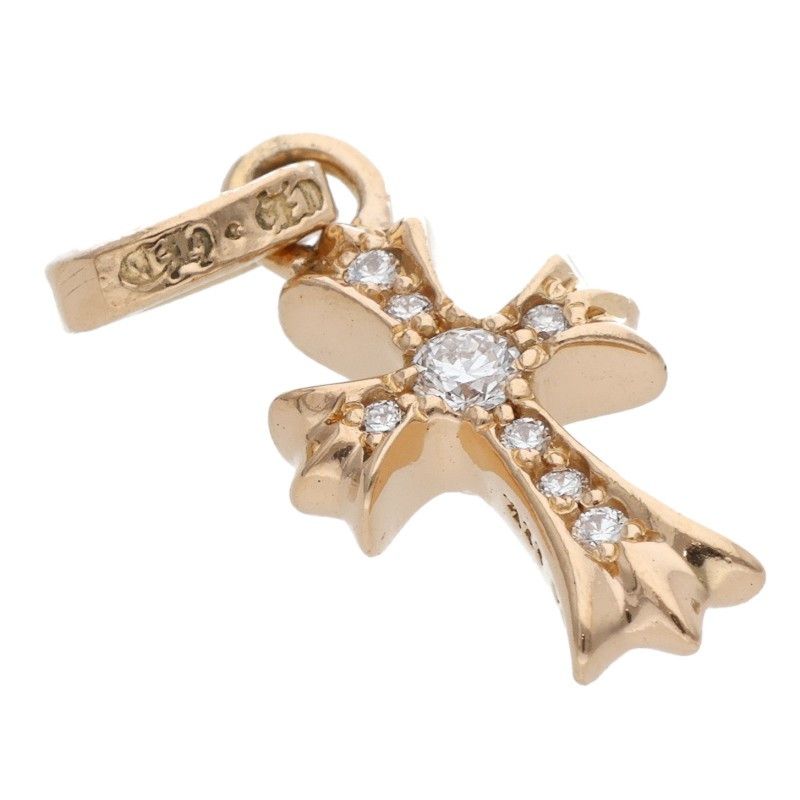 Chrome Hearts 22k Crs Baby Fat P Dmnd Fat Pave Diamond Charm Gold Necklace Top — view 5