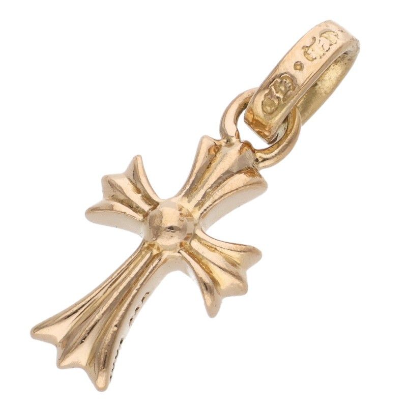 Chrome Hearts 22k Crs Baby Fat P Dmnd Fat Pave Diamond Charm Gold Necklace Top — view 2