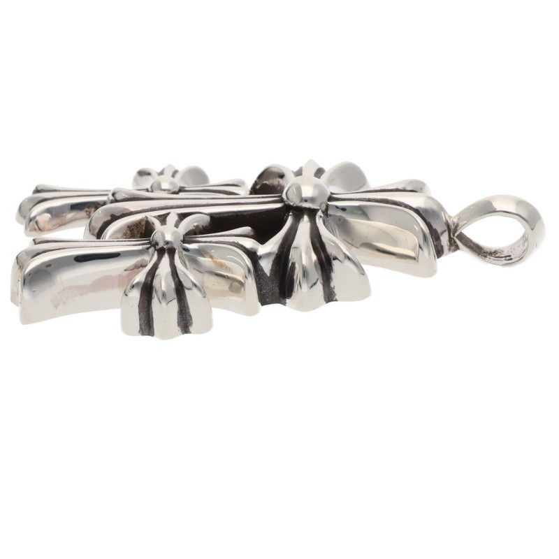 Chrome Hearts 3 CH Crs Sml Triple CH Cross Small Silver Necklace Top — view 5