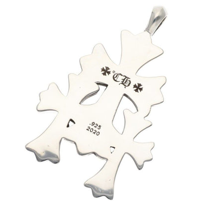 Chrome Hearts 3 CH Crs Sml Triple CH Cross Small Silver Necklace Top — view 2
