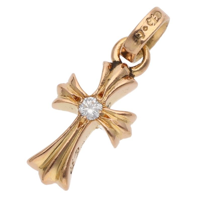 Chrome Hearts 22k Crs Baby Fat Dmnd Fat 1 Diamond on Both Sides Charm Gold — view 2