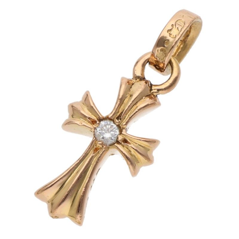 Chrome Hearts 22k Crs Baby Fat Dmnd Fat 1 Diamond on Both Sides Charm Gold