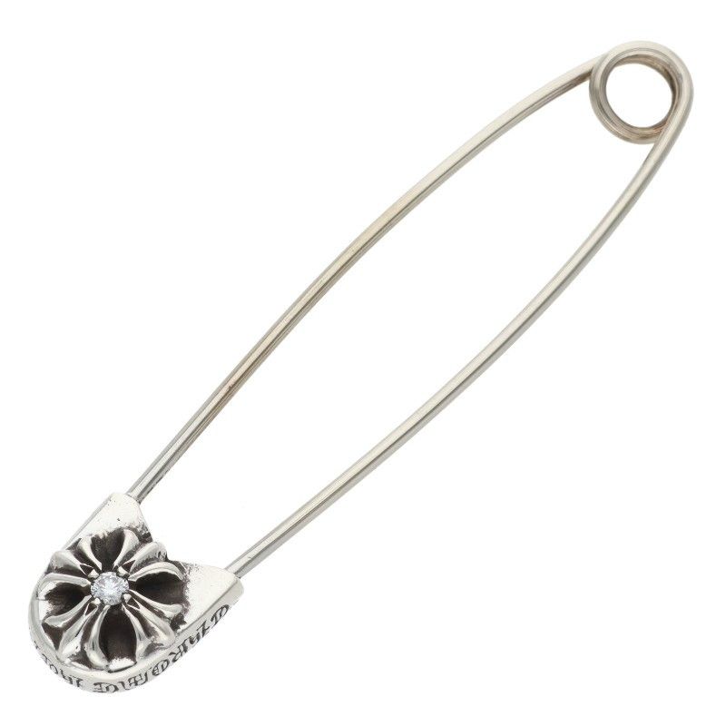 Chrome Hearts Safetypin LG Large Safety Pin 1 Diamond Silver Necklace Top