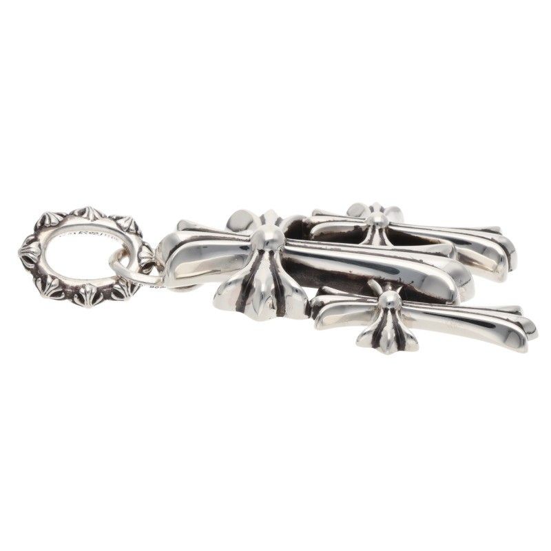 Chrome Hearts 3 CH Crs Lrg Triple CH Cross Large Silver Necklace Top — view 5