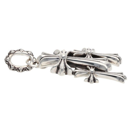 Chrome Hearts 3 CH Crs Lrg Triple CH Cross Large Silver Necklace Top — view 5