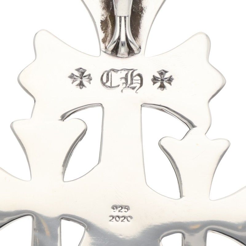 Chrome Hearts 3 CH Crs Lrg Triple CH Cross Large Silver Necklace Top — view 3