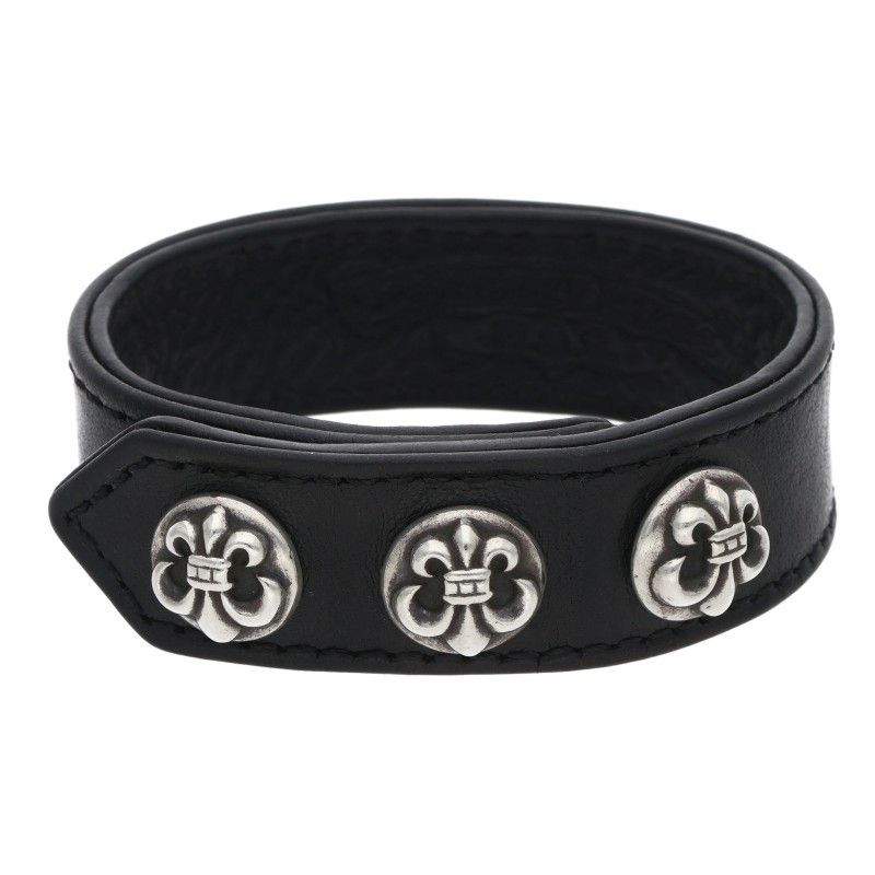 Chrome Hearts BS 3 Buttons 2 Snaps Leather Bracelet