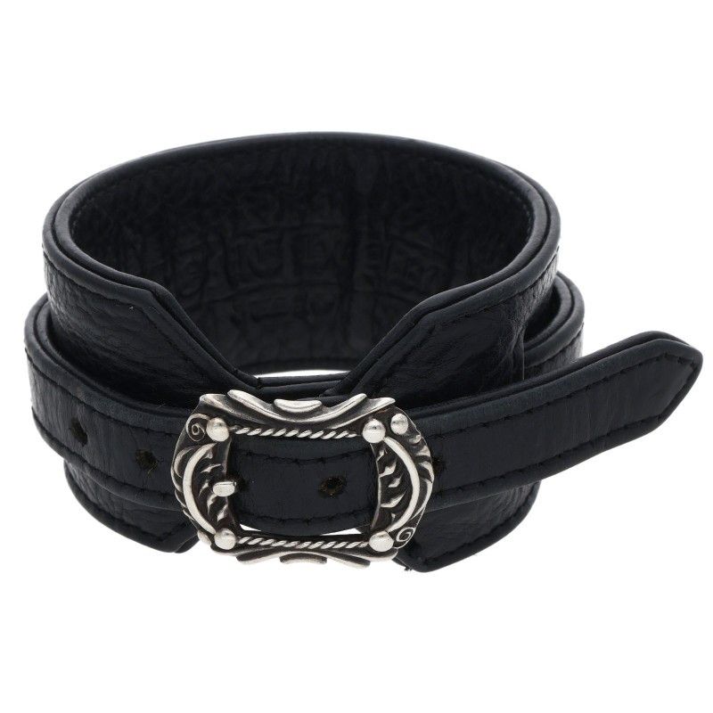 Chrome Hearts Vintage RR Tiny Buckle Rock'n'roll Leather Bracelet