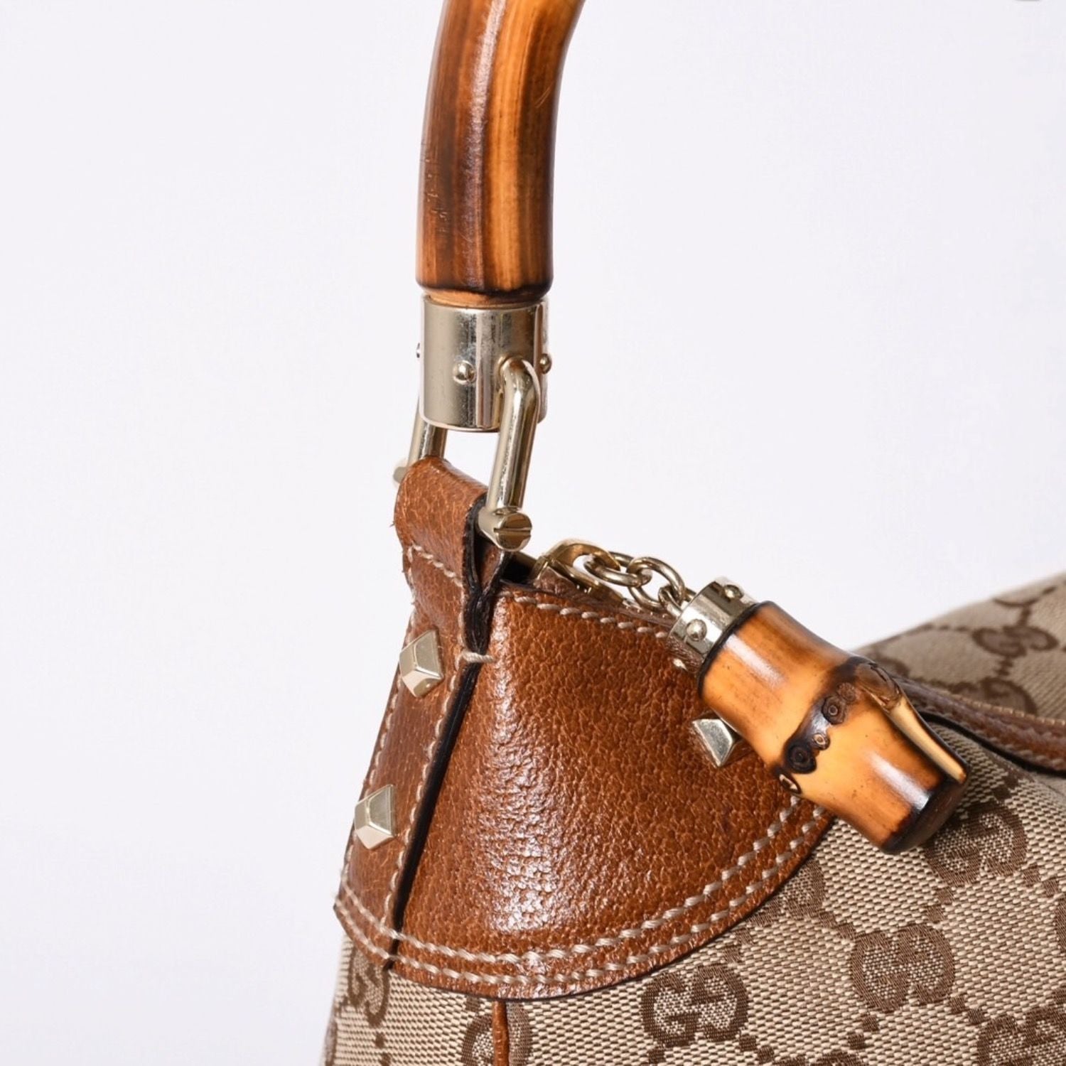 Gucci Bamboo Shoulder Bag GG Canvas Beige Brown — view 4