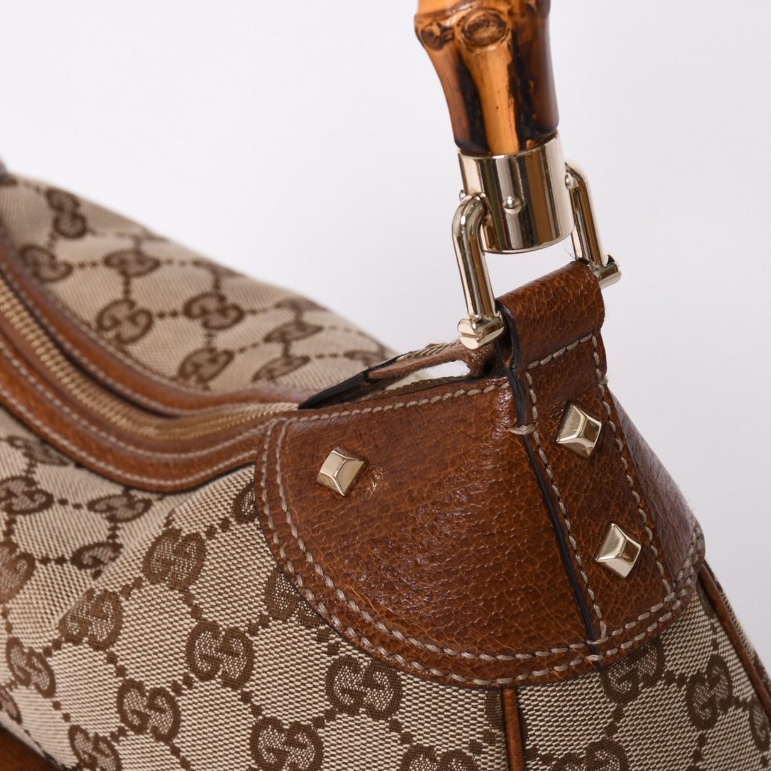 Gucci Bamboo Shoulder Bag GG Canvas Beige Brown — view 5