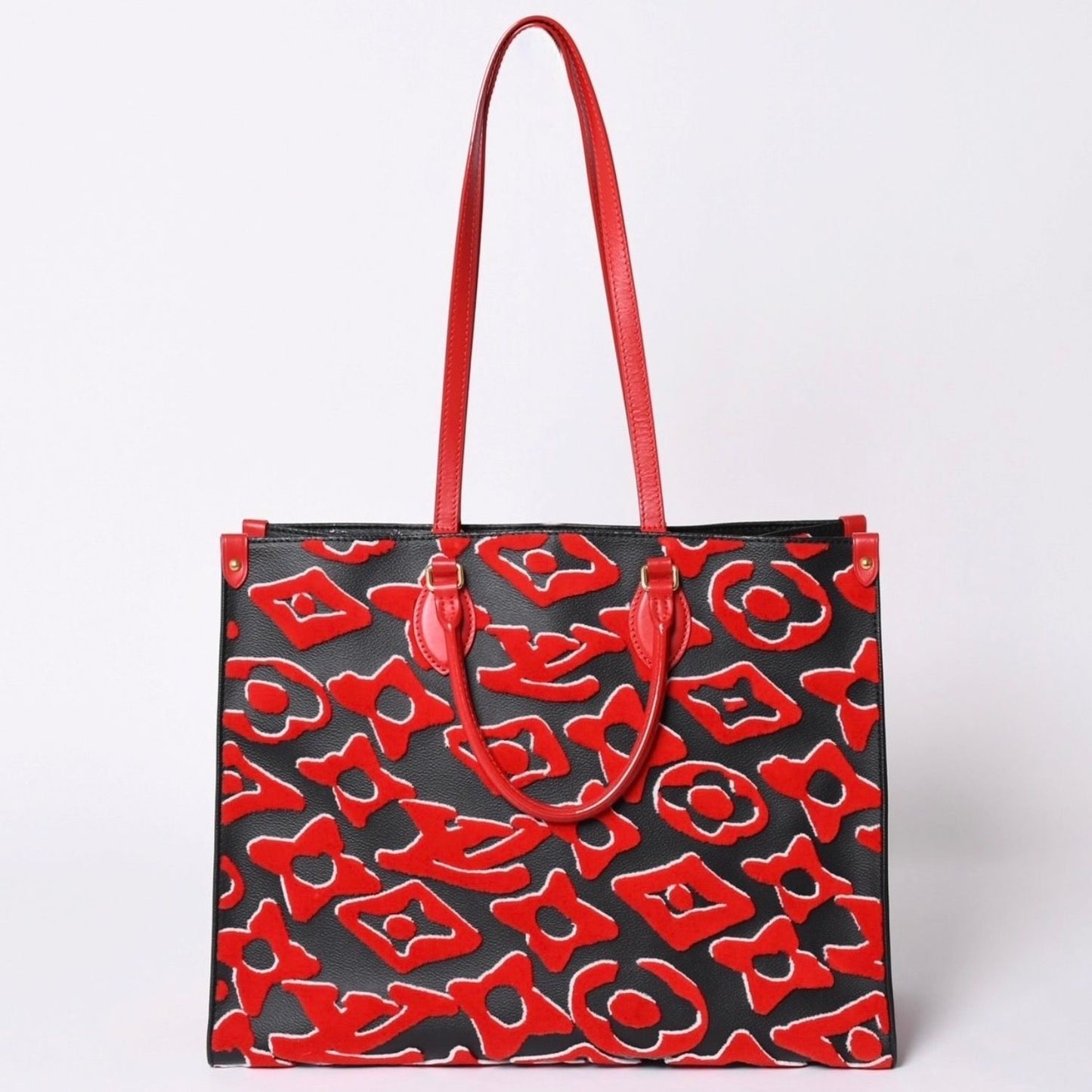 Louis Vuitton On The Go GM Monogram Tufted Black Red Tote Bag