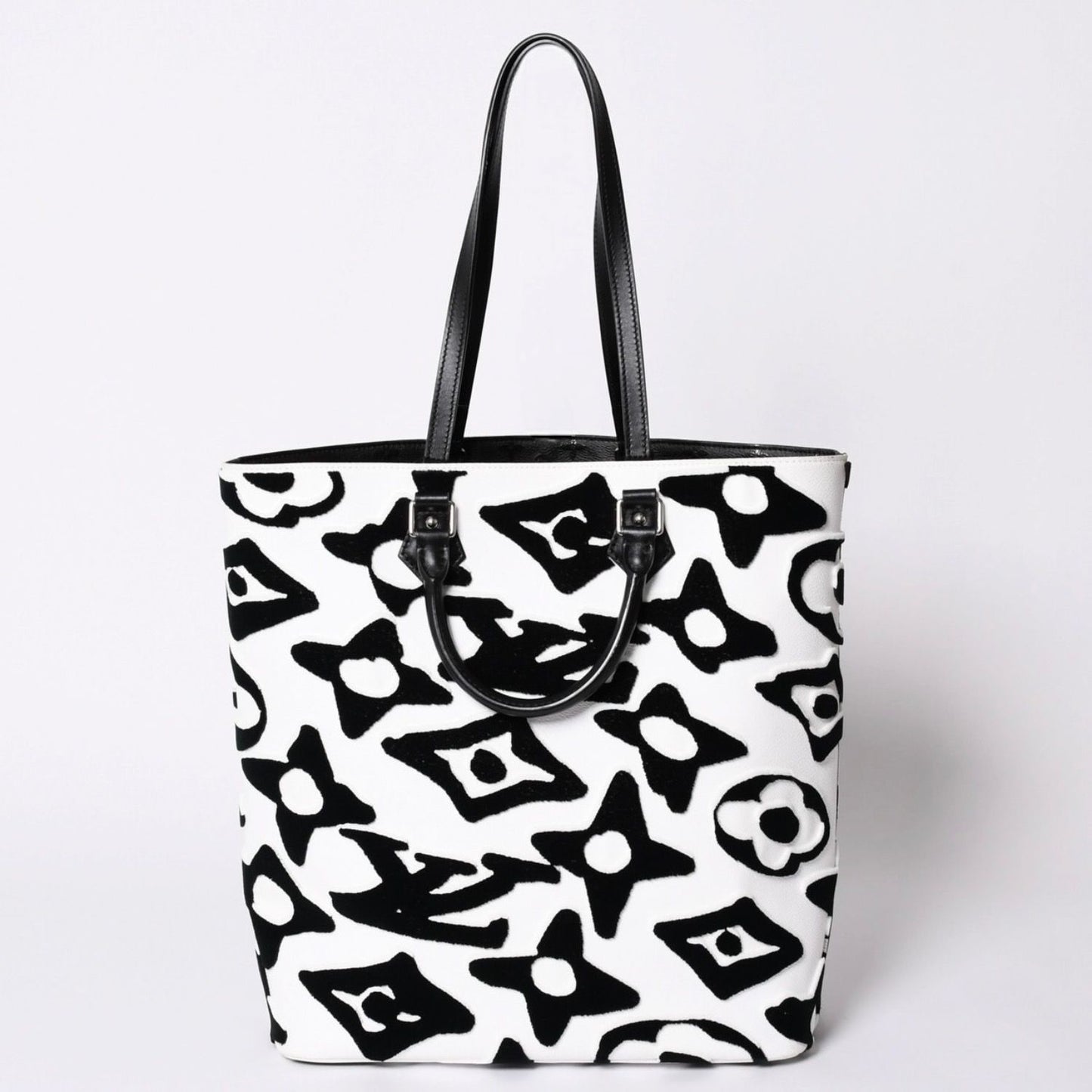 Louis Vuitton LV Xuf Cabas Tufted Monogram Tote Bag Black White — view 2