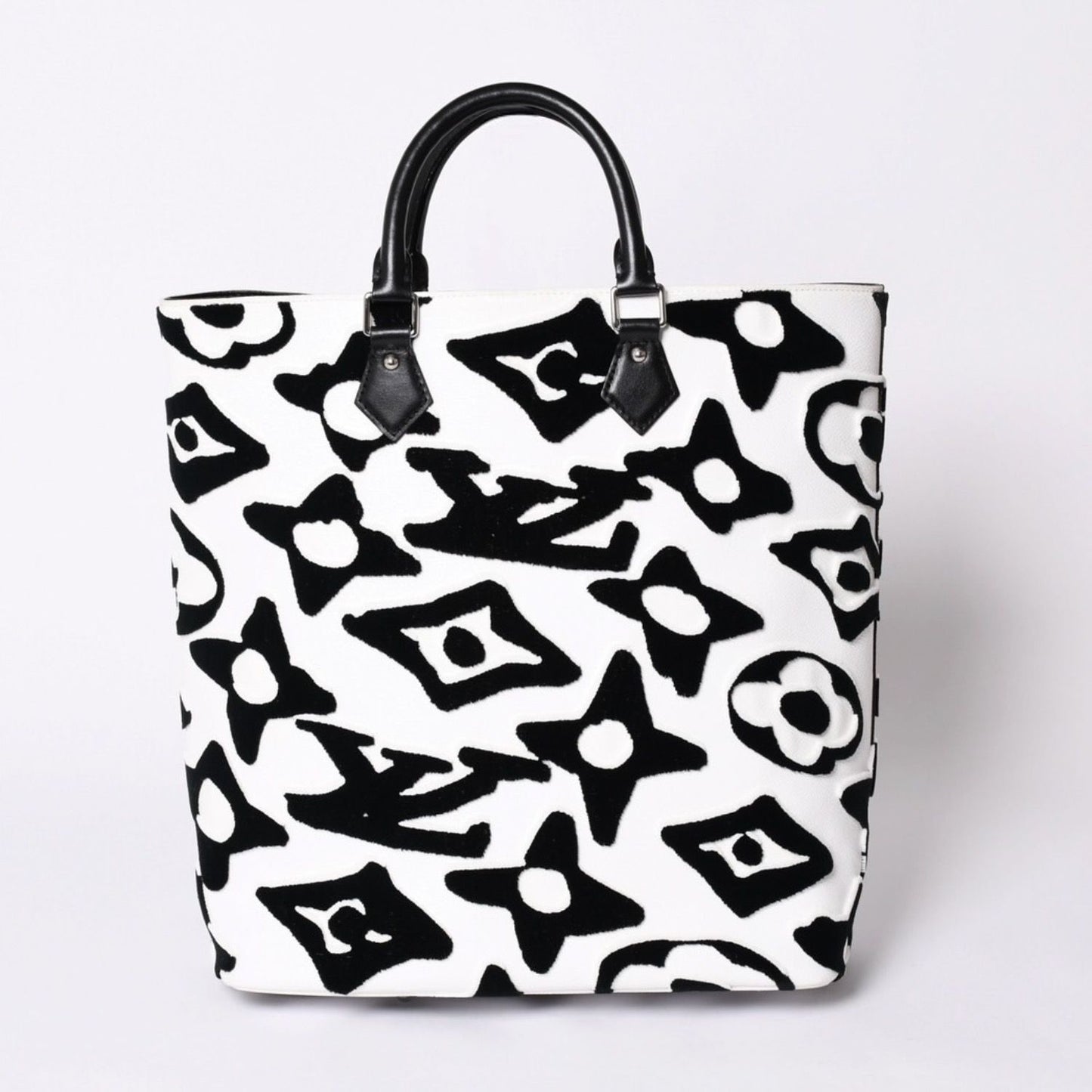 Louis Vuitton LV Xuf Cabas Tufted Monogram Tote Bag Black White — view 3