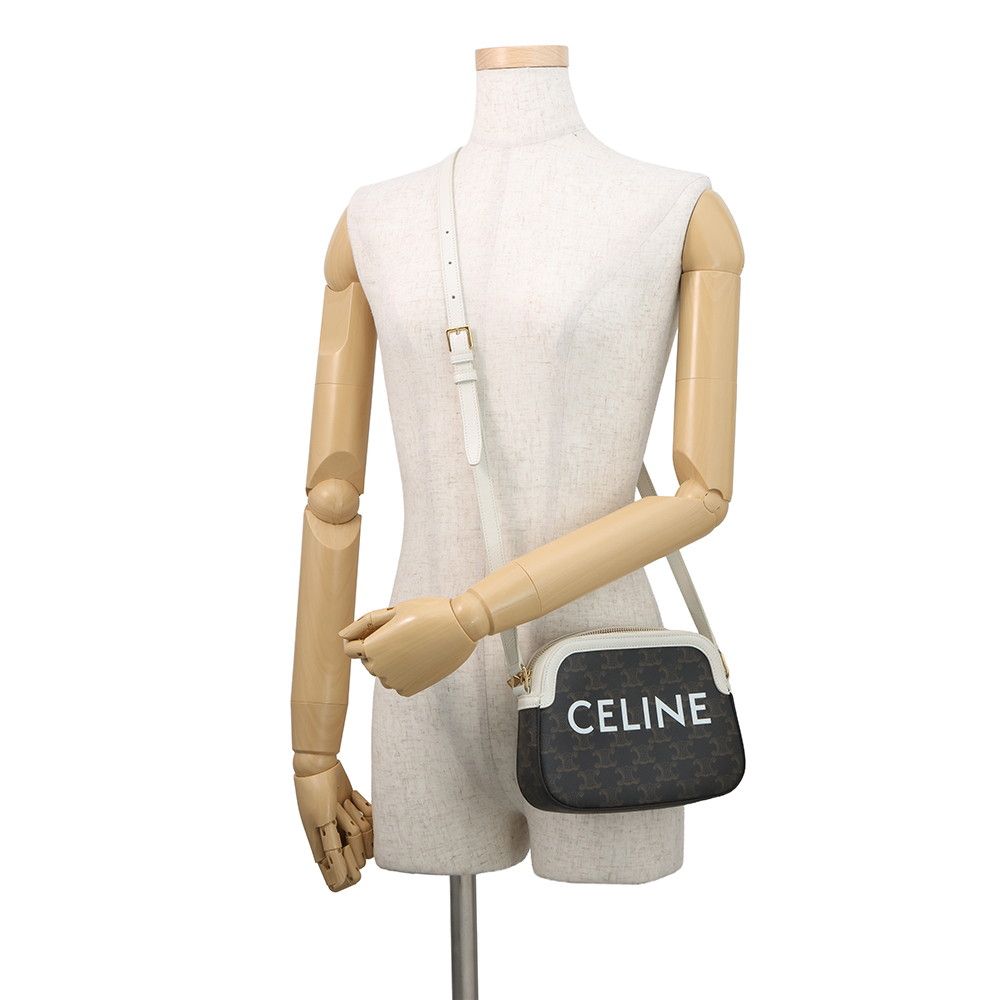 Celine Shoulder Bag Triomphe Leather White — view 4
