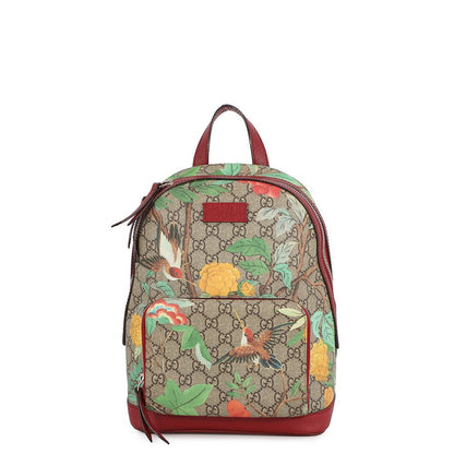 Gucci Tian Backpack Flower Bird GG Supreme Leather Sac