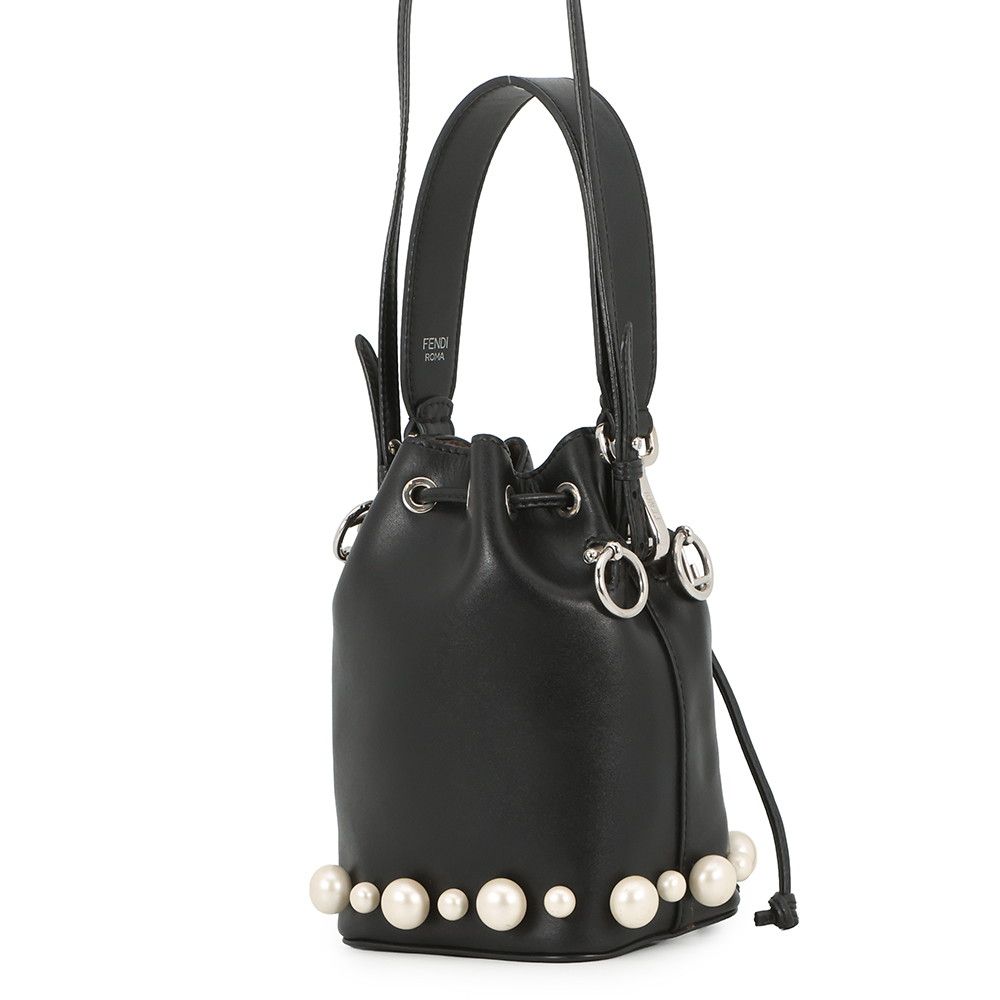 Fendi Montresor Mini Faux Pearl Leather 2-Way Shoulder Bag Black — view 2