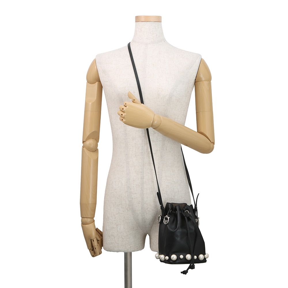 Fendi Montresor Mini Faux Pearl Leather 2-Way Shoulder Bag Black — view 5