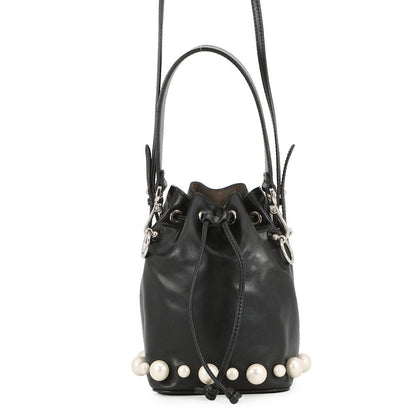 Fendi Montresor Mini Faux Pearl Leather 2-Way Shoulder Bag Black