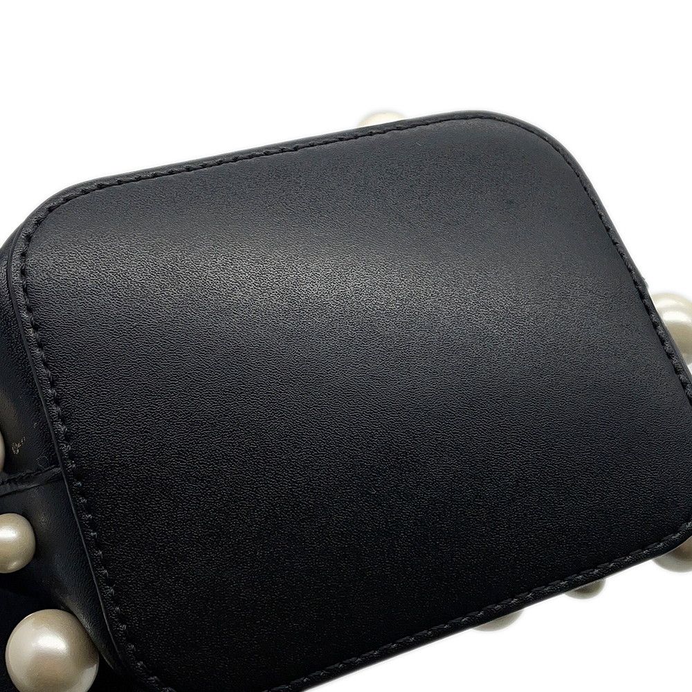 Fendi Montresor Mini Faux Pearl Leather 2-Way Shoulder Bag Black — view 7