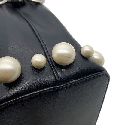 Fendi Montresor Mini Faux Pearl Leather 2-Way Shoulder Bag Black — view 9