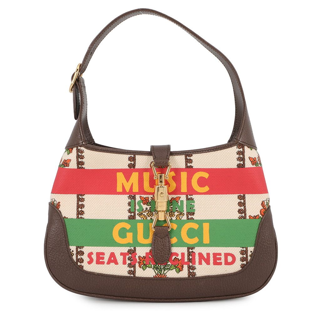 Gucci Shoulder Bag Jackie Small Music IS Mine Canvas Leather