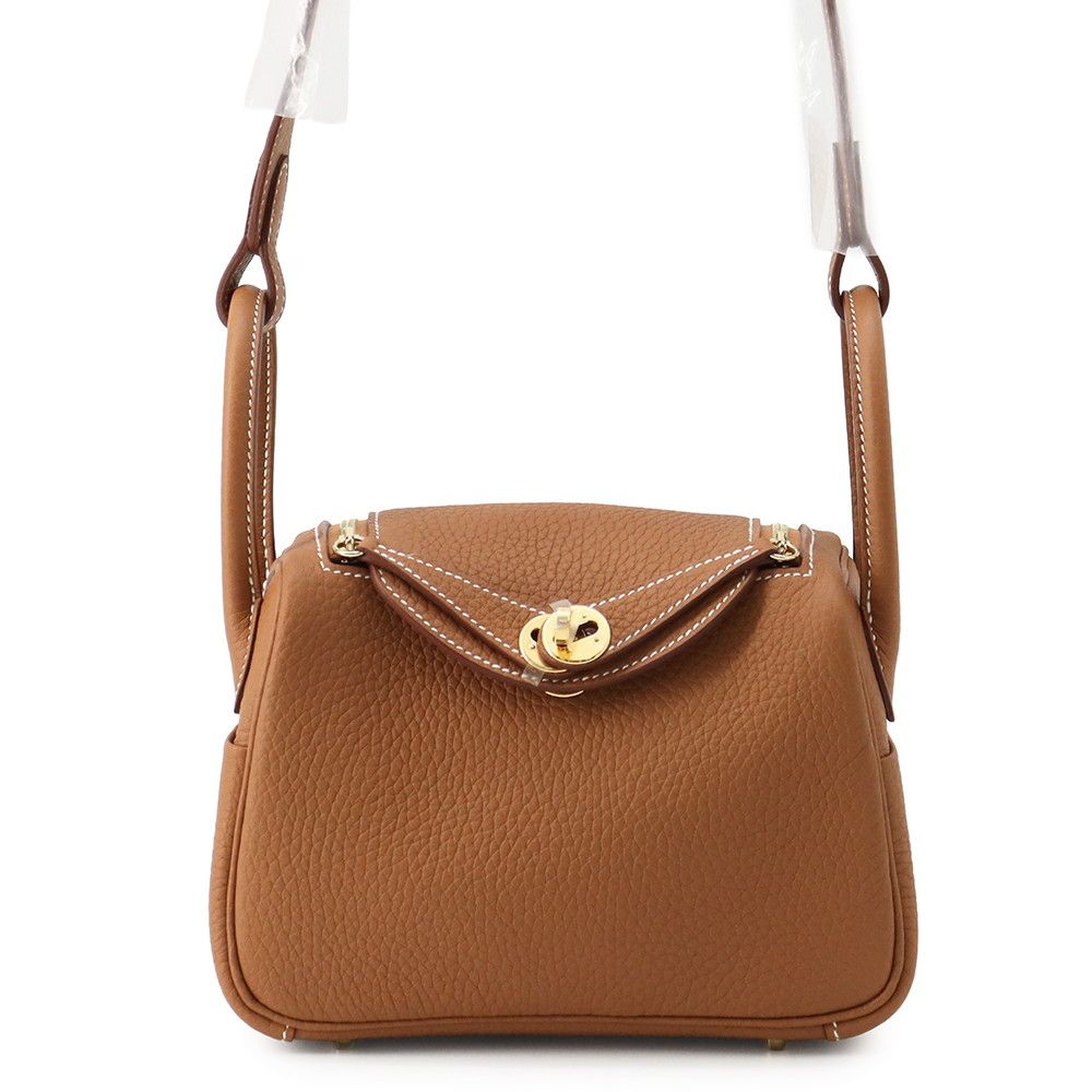 Hermes Lindy Mini Gold Taurillon Clemence 2-Way Shoulder Bag