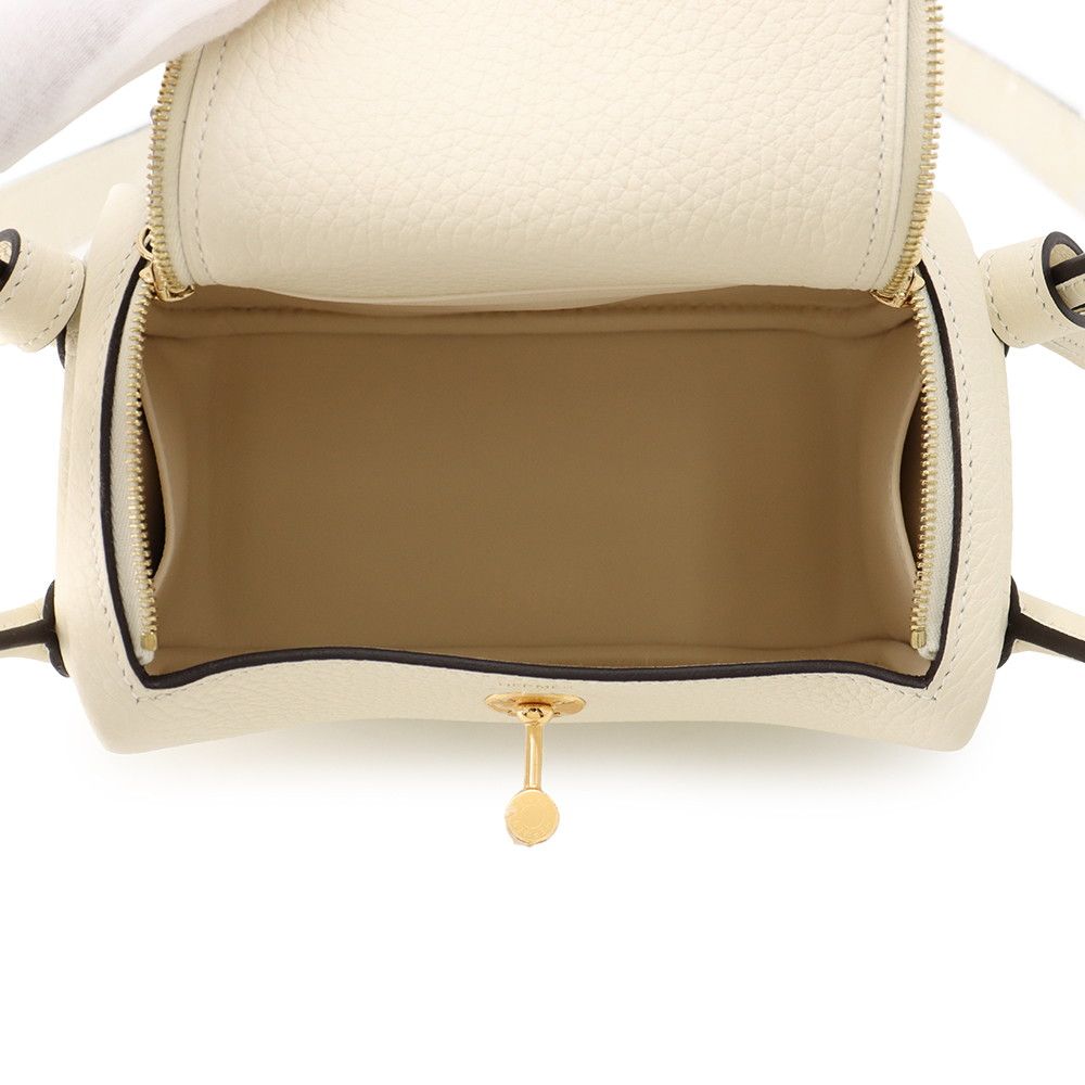 Hermes Lindy Mini Cles Mu Gold Taurillon Clemence 2-Way Shoulder Bag — view 5