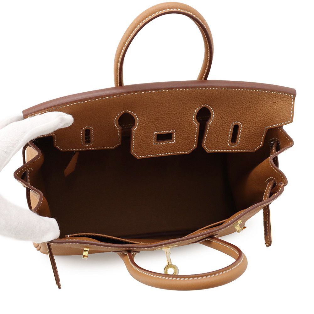 Hermes Birkin 25 Gold Togo Handbag — view 5