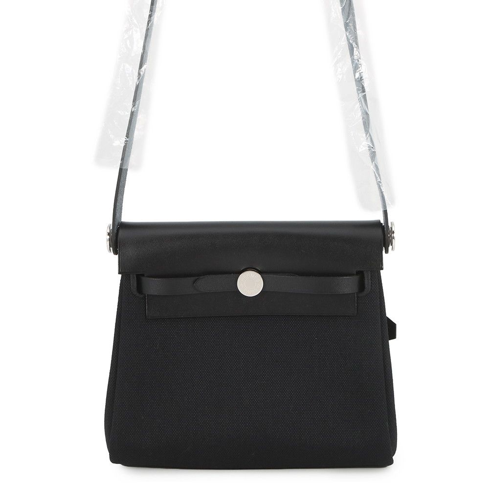 Hermes Shoulder Bag Herbag Zip Mini Black Silver Toile Ash Vache Hunter