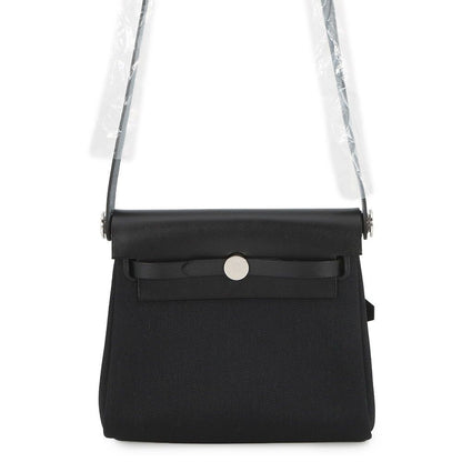 Hermes Shoulder Bag Herbag Zip Mini Black Silver Toile Ash Vache Hunter
