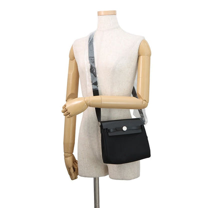 Hermes Shoulder Bag Herbag Zip Mini Black Silver Toile Ash Vache Hunter — view 4