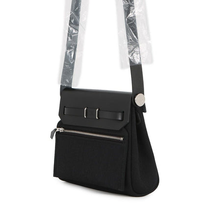 Hermes Shoulder Bag Herbag Zip Mini Black Silver Toile Ash Vache Hunter — view 2